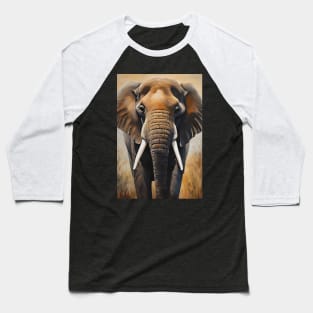 Elephant Portrait Oil Painting Art Baseball T-Shirt